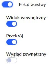Panel ze spisem poszczególnych warstw