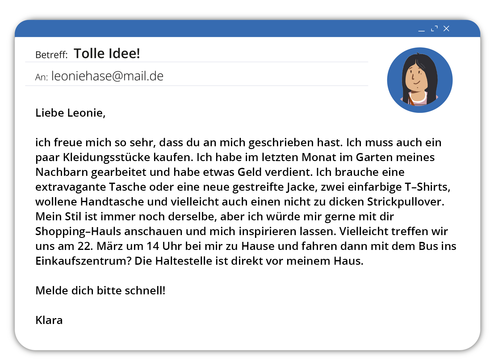 Ilustracja przedstawia treść wiadomości na poczcie elektronicznej. Transkrypcja dostępna jest poniżej.