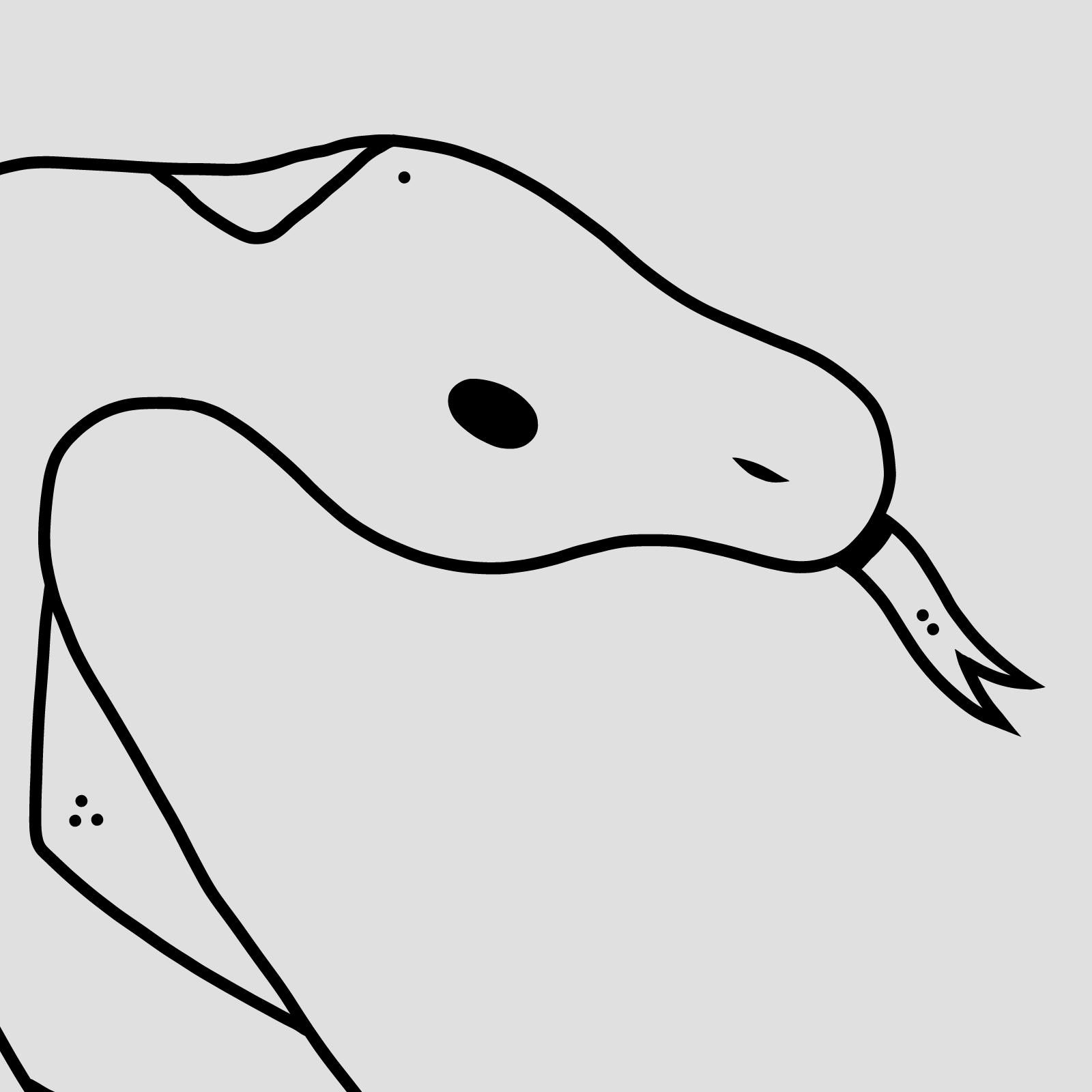 Ilustracja przedstawia czarno‑biały szkic węża.