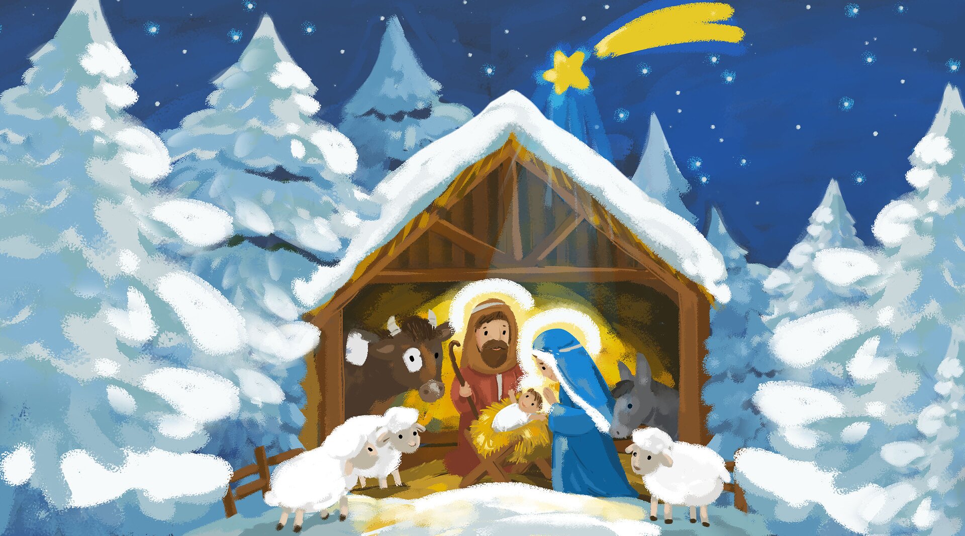 Na ilustracji znajduje się szopka bożonarodzeniowa 