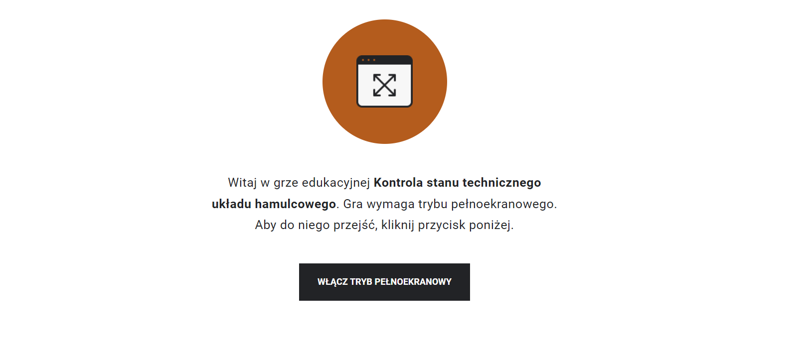Ekran początkowy gry edukacyjnej