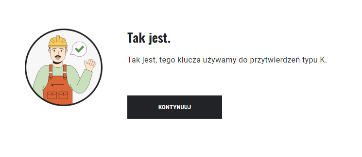 Ekran z pozytywną informacją zwrotną