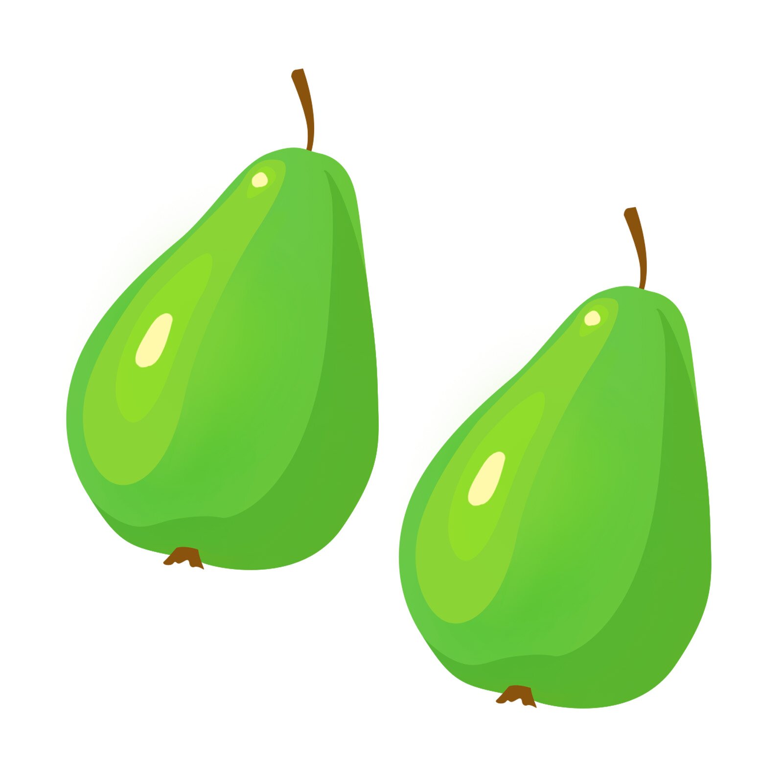 Ilustracja przedstawia dwie zielone gruszki
