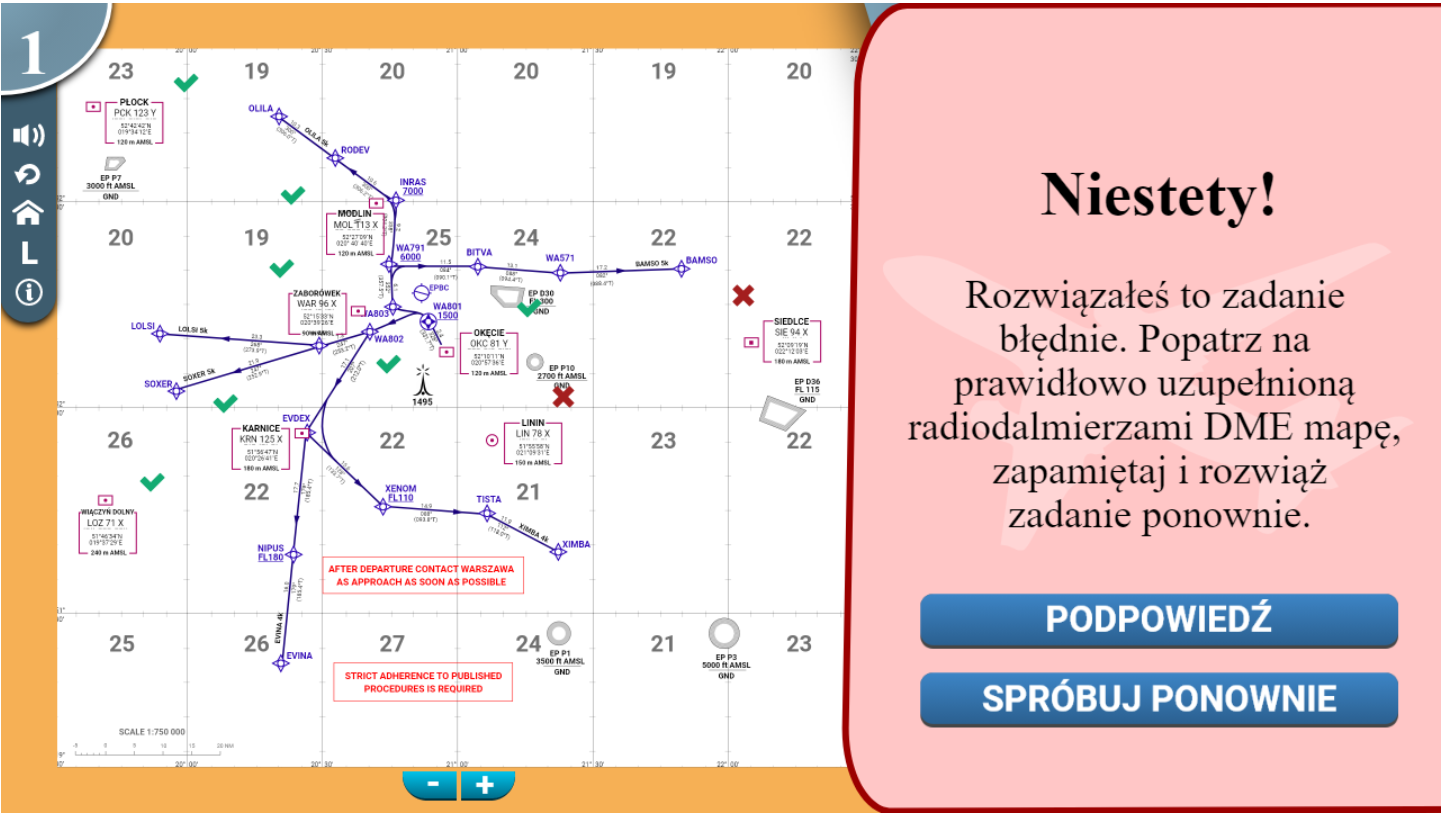 Przykładowy komunikat o błędnej odpowiedzi