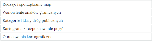 Przykładowy wygląd zakładek zawierających interaktywne materiały sprawdzające