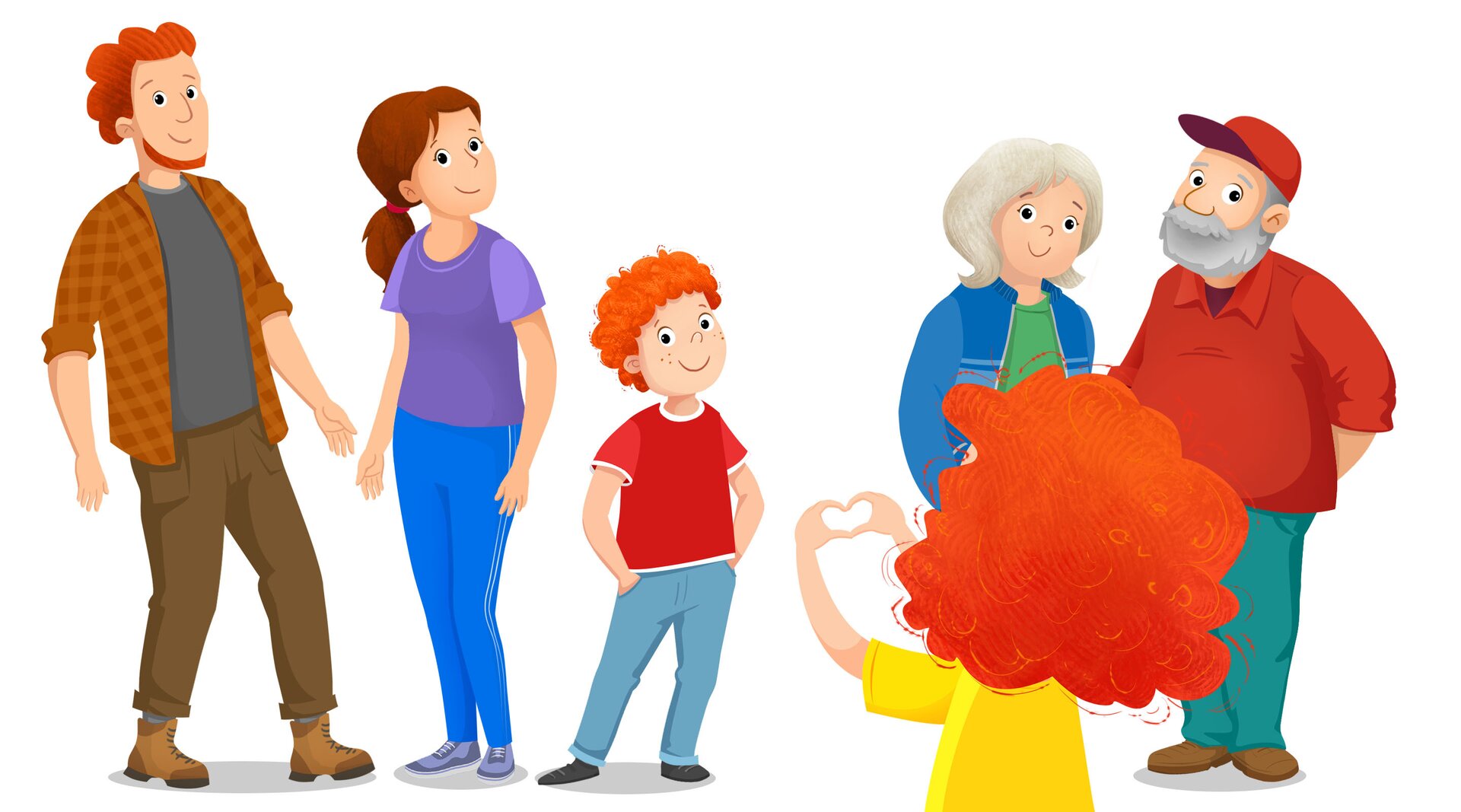 Ilustracja przedstawia rodzinę pozującą do zdjęcia.