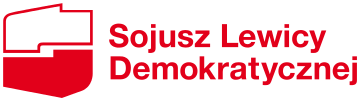 Zdjęcie przedstawia kontury Polski wypełnione kolorem białym na górze i czerwonym na dole, co ma nawiązywać do flagi Polski. Po prawej stronie napis Sojusz Lewicy Demokratycznej.