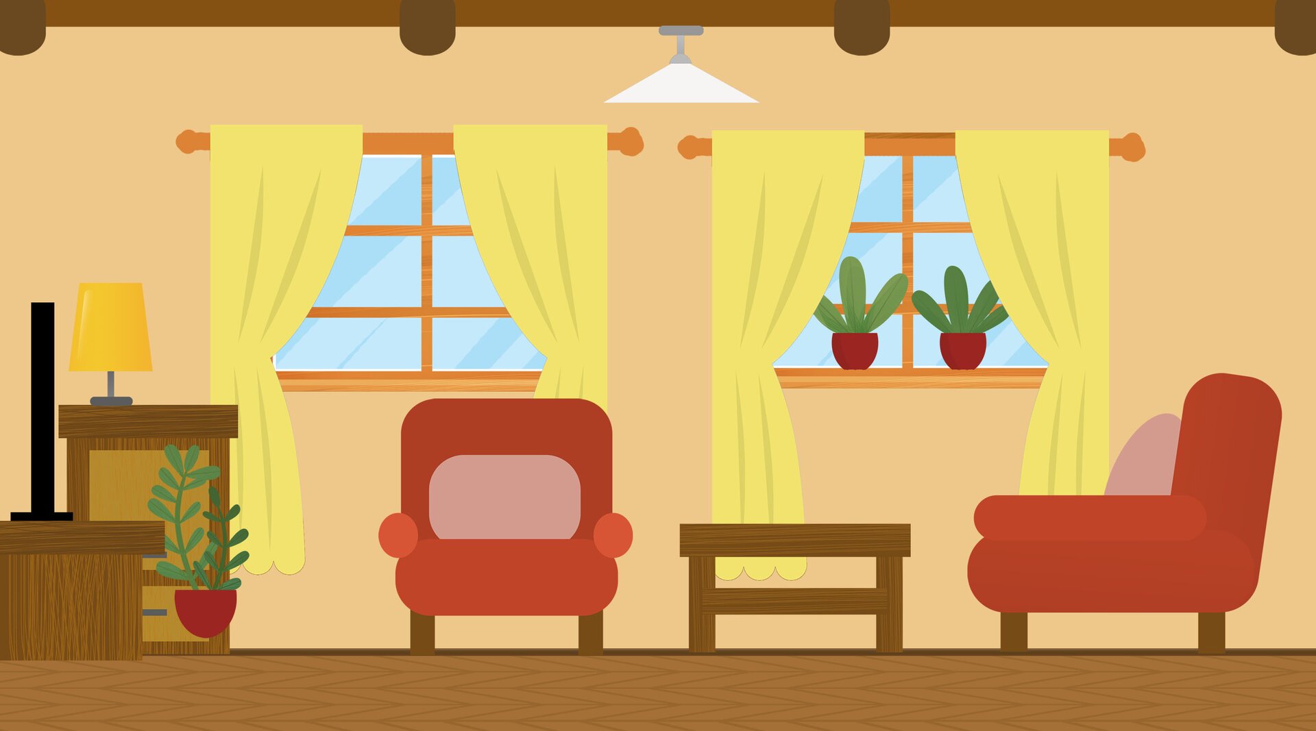 Ilustracja przedstawia salon.