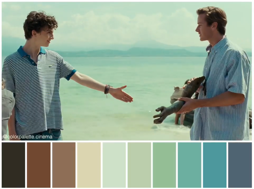 Ilustracja przedstawia dwóch młodych, ciemnowłosych mężczyzn na tle morza zwróconych twarzami do siebie. W tle widać wybrzeże i góry. Mężczyzna z prawej jest ubrany w koszulkę polo w wąskie, biało – niebieskie, poziome paski z niebieskim kołnierzykiem. Wyciąga lewą rękę do drugiego mężczyzny w geście powitania. Drugi z nich ubrany jest w koszulę w pionowe, biało – niebieskie paski, w obu dłoniach trzyma rękę manekina o ciemnej skórze. W tle za nim widać fragment skały wystającej z wody.  Pod zdjęciem znajdują się dziesięć równoległych do siebie, pionowo usytuowanych prostokątów w różnych kolorach. Poczynając od lewej strony są to: czarny, brązowy, bladobrązowy, piaskowy, jasnooliwkowy, ciemnooliwkowy, zielony, jasnoturkusowy, ciemnoturkusowy i jasnogranatowy. 