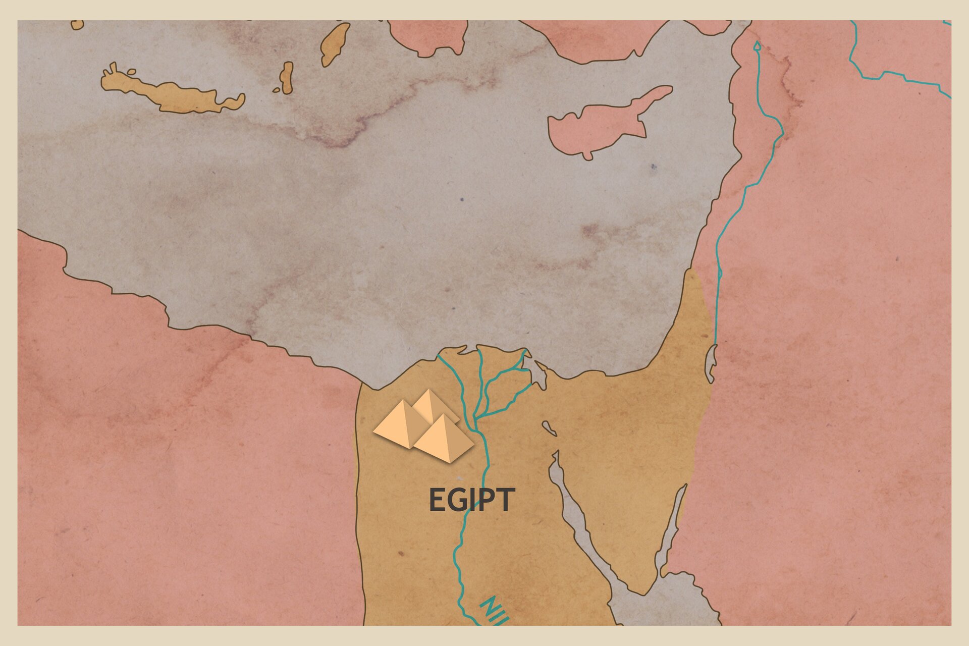 Mapa Egiptu z zaznaczonymi piramidami.