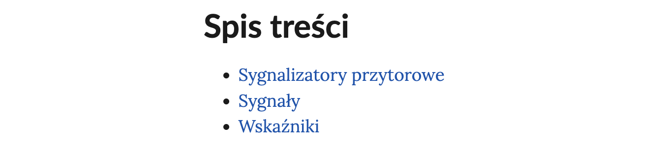 Zrzut ekranu przedstawia spis treści atlasu interaktywnego. Spis przedstawiony jest w formie nienumerowanej listy odsyłaczy.
