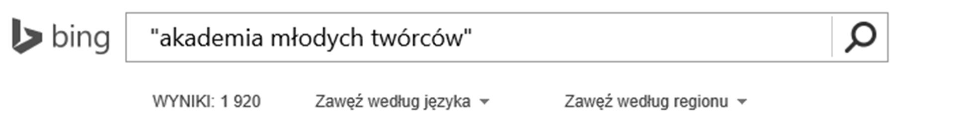 Zrzut paska wyszukiwarki Bing z wpisaną frazą