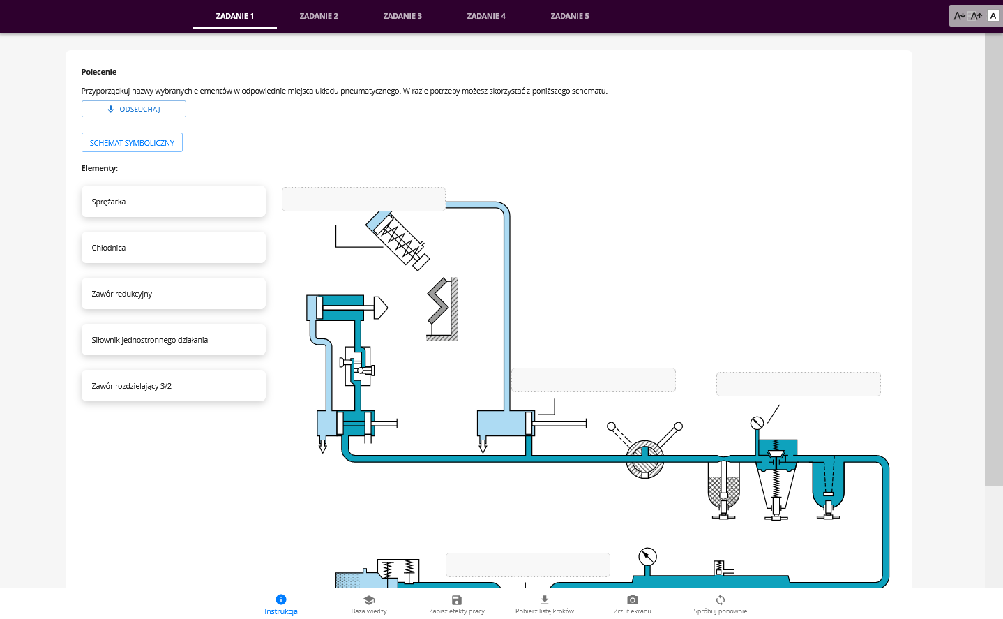 Widok przykładowego zadania programu ćwiczeniowego