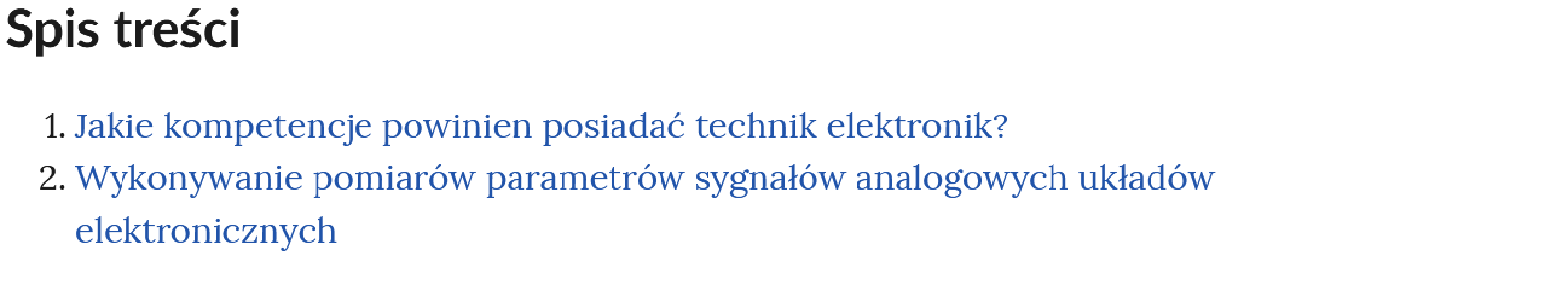 Ilustracja przedstawia spis treści z dwoma punktami nawigującymi do konkretnych multimediów.