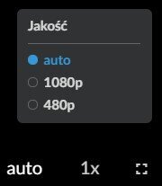 Widok opcji zmiany jakości filmu