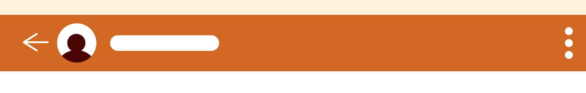 Grafika imitująca górny panel komunikatora z miejscem na awatar i przyciskami.