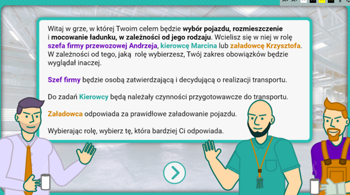 Przykładowy ekran początkowy gry