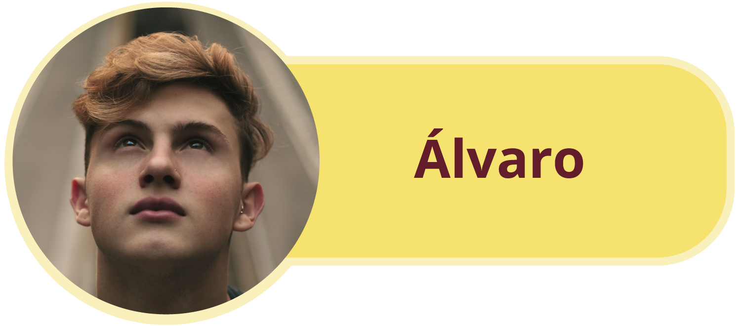 Ilustracja przedstawiająca zdjęcie chłopaka i podpis  Álvaro 