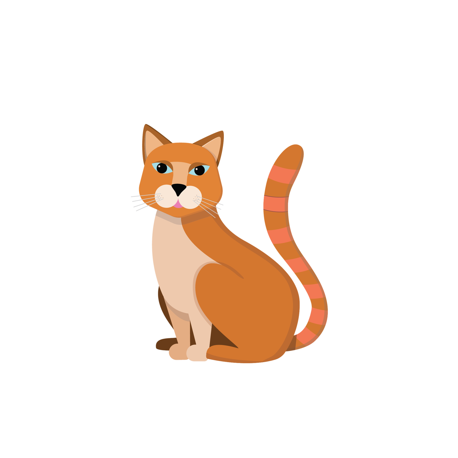 Ilustracja przedstawia kota. Jest to zwierzę, które ma ciało pokryte beżowo‑brązową sierścią, małą głowę, krótkie sterczące uszy, długi ogon i cztery łapy.