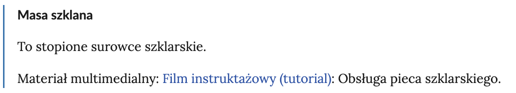 Ilustracja przedstawia definicję ze słownika lekcji, hasło Masa szklana.