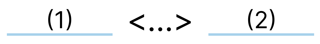 Grafika przedstawia wykres zdania. Od zdania (1) odchodzi strzałka w kierunku zdania (1). Od zdania (2) odchodzi strzałka w kierunku zdania (2). Strzałki odchodzą w przeciwnych kierunkach. Pomiędzy nimi widoczne są trzy kropki. Zdanie pierwsze i drugie są oznaczone ciągłymi liniami.