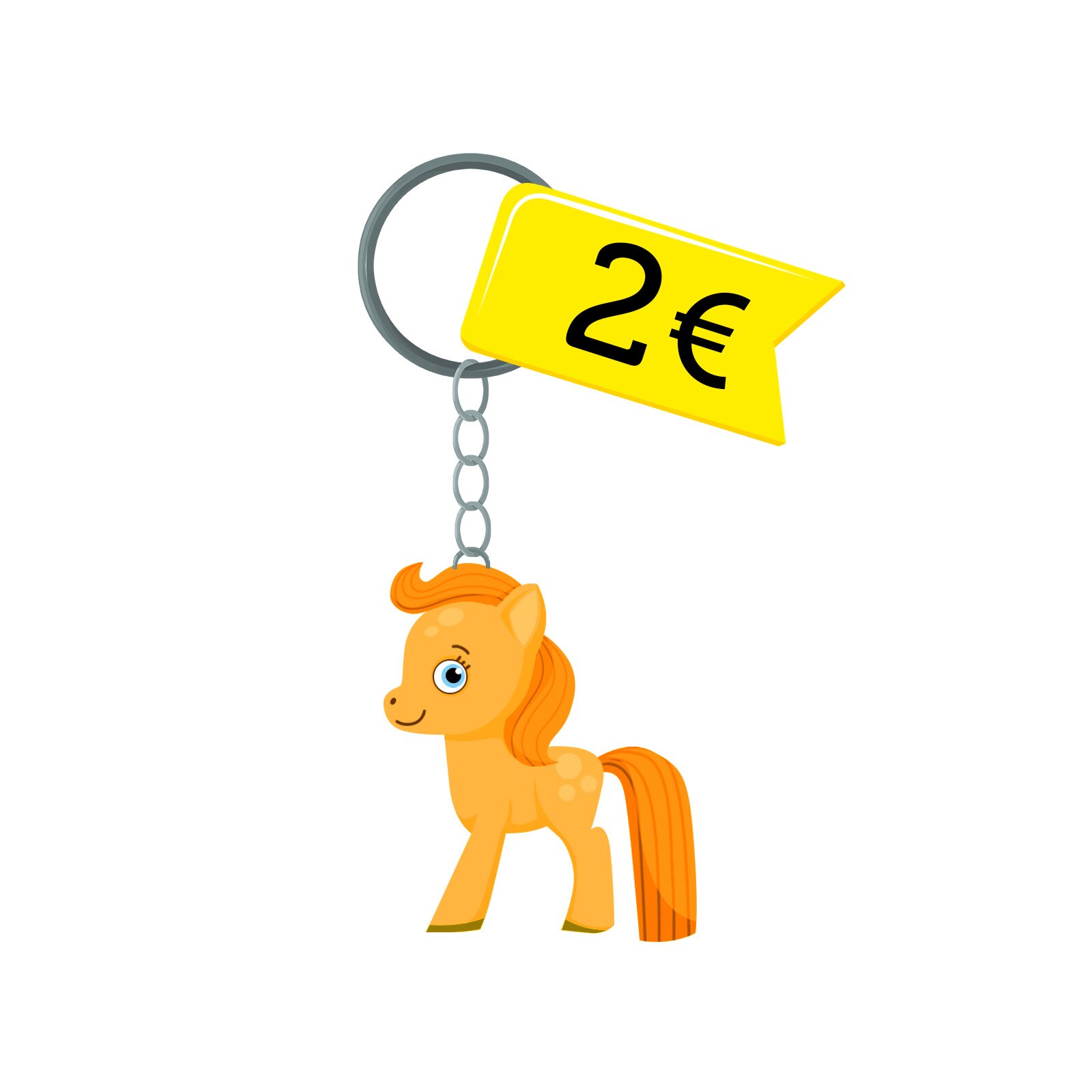 Ilustracja przedstawia breloczek z kucykiem w cenie 2 euro.