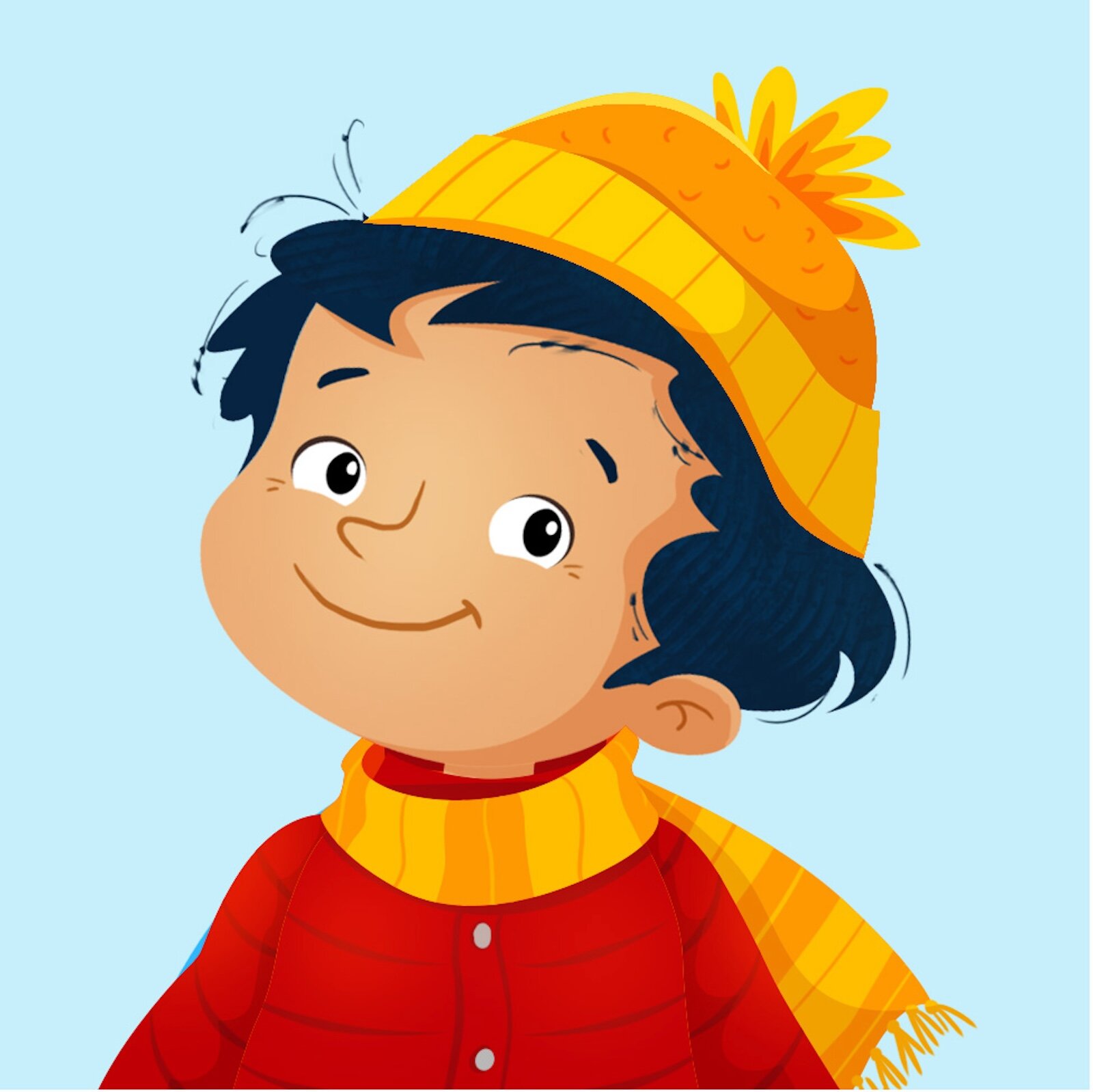 Ilustracja przedstawia Bena w zimowym stroju.