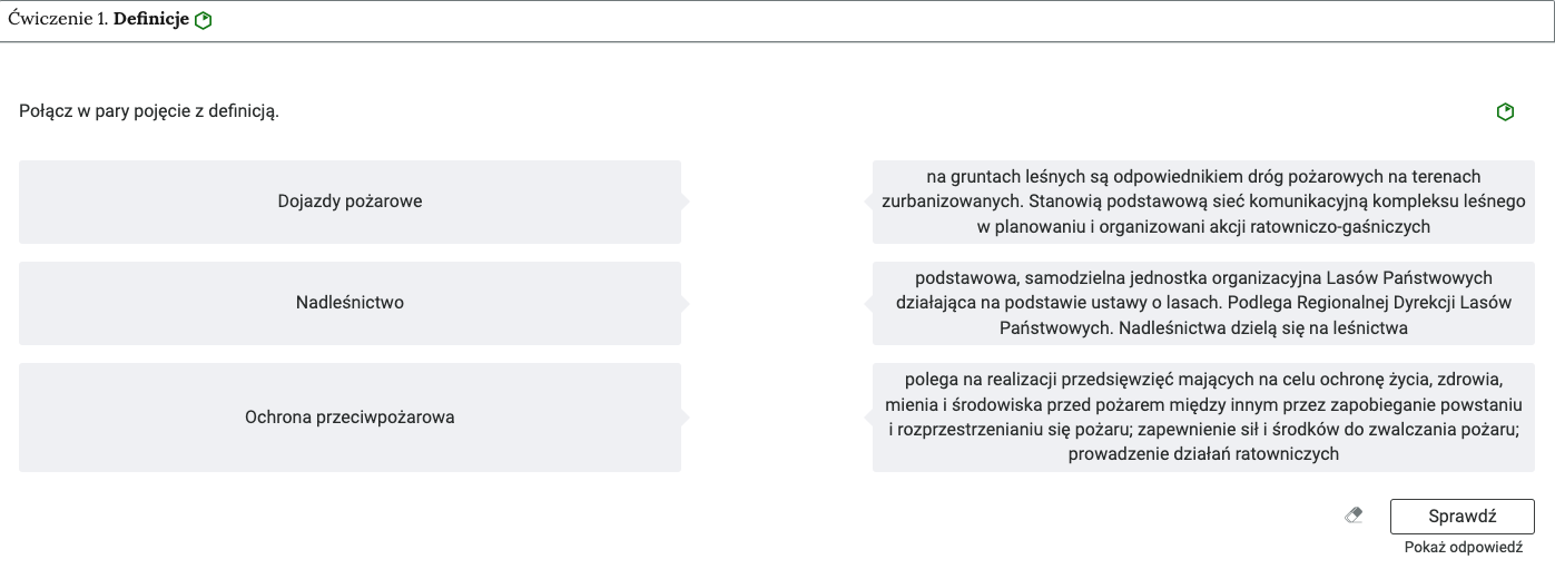 Grafika przedstawia przykładowe ćwiczenie w harmonii. Zostało wybrane ćwiczenie pierwsze. Definicje. Poniżej widoczna jest treść zadania.