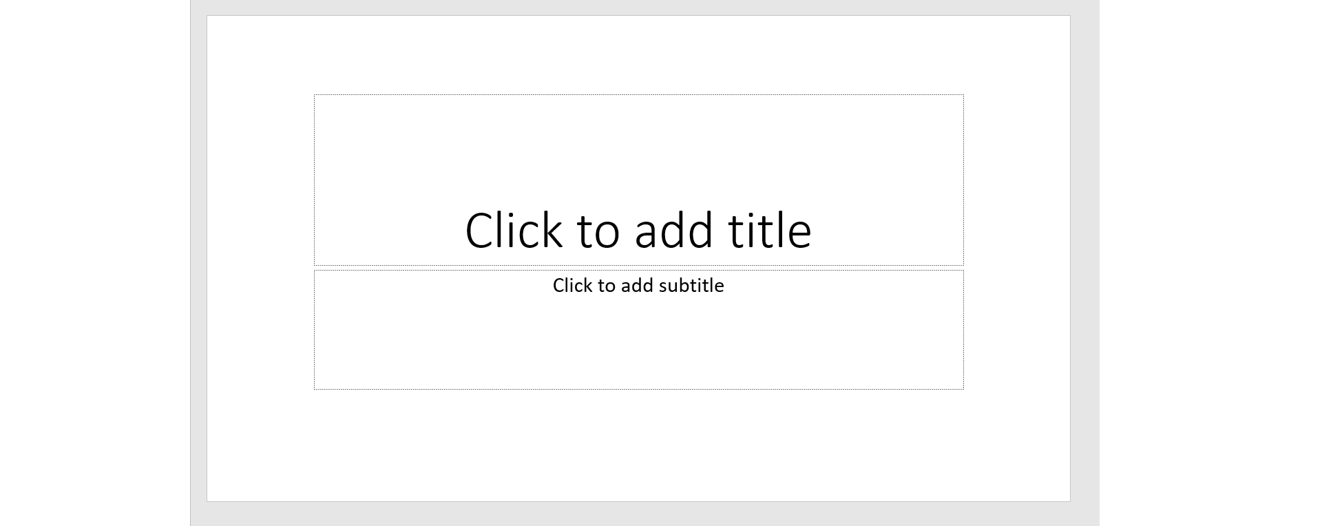 Ilustracja przedstawia symbol zastępczy w programie power point. W tym przypadku są to dwie markizy (prostokąty) z napisami Click to add title oraz Click to add subtitle.
