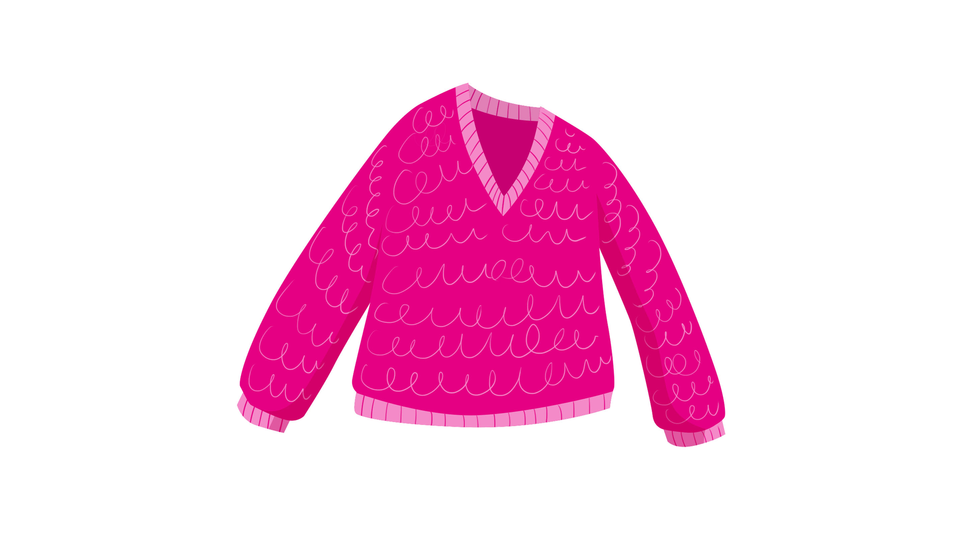 Ilustracja przedstawia różowy sweter