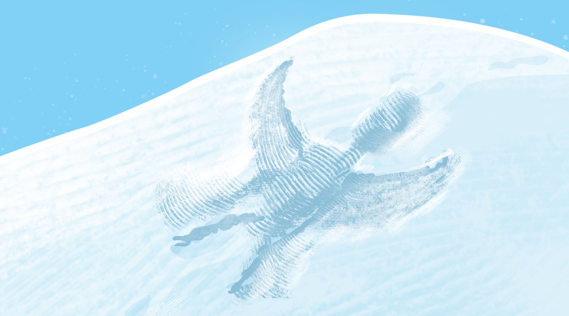 Ilustracja przedstawia anioła w sniegu.