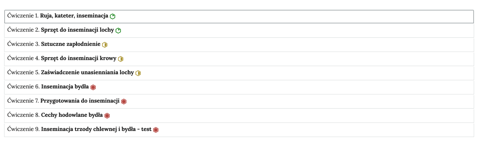 Grafika przedstawia widok ogólny harmonii z interaktywnymi materiałami sprawdzającymi. Widocznych jest dziewięć ćwiczeń z tytułami i poziomami trudności.