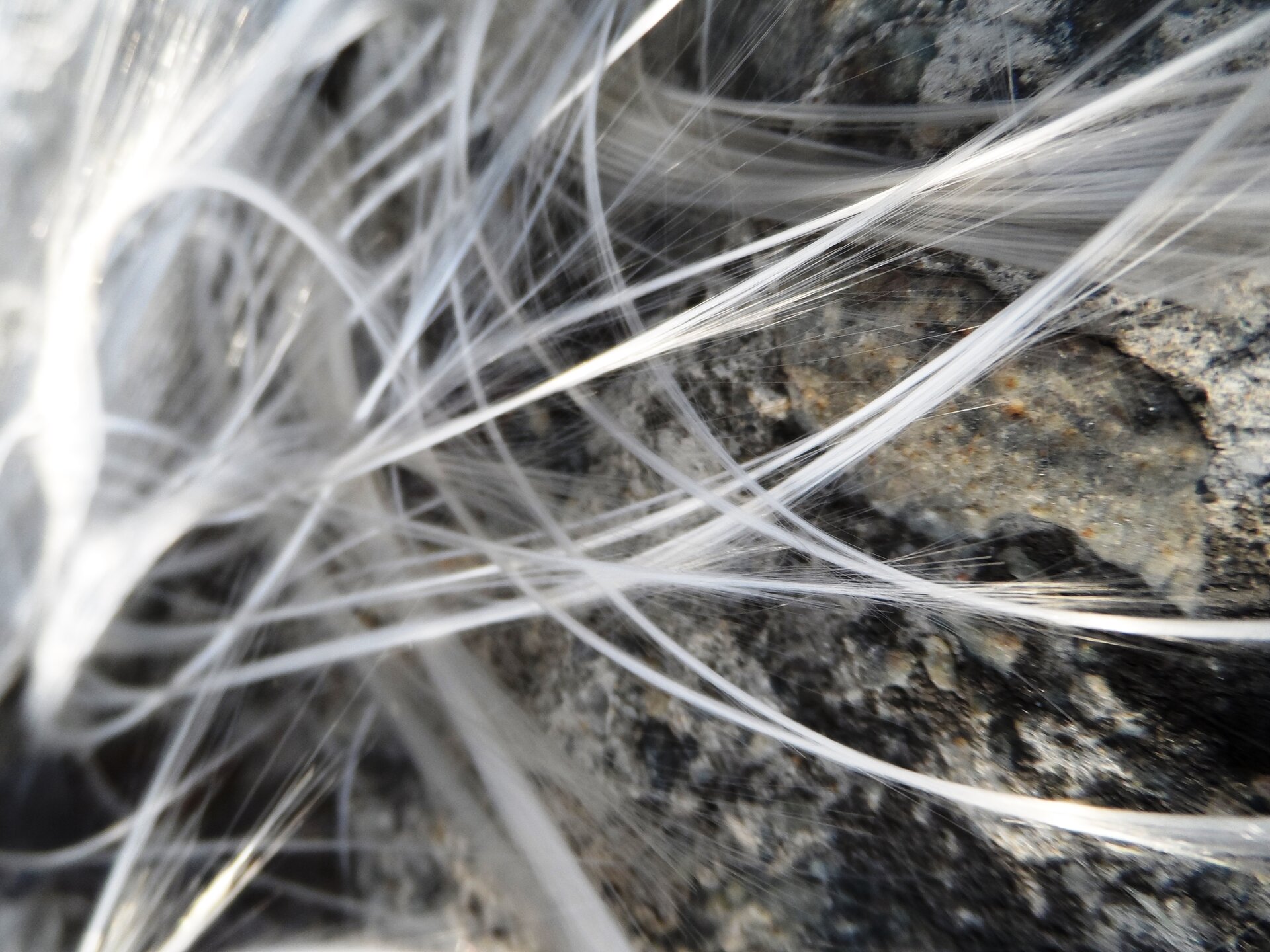 Grafika przedstawia włókna szklane - cienki nitki wykonane ze szkła.