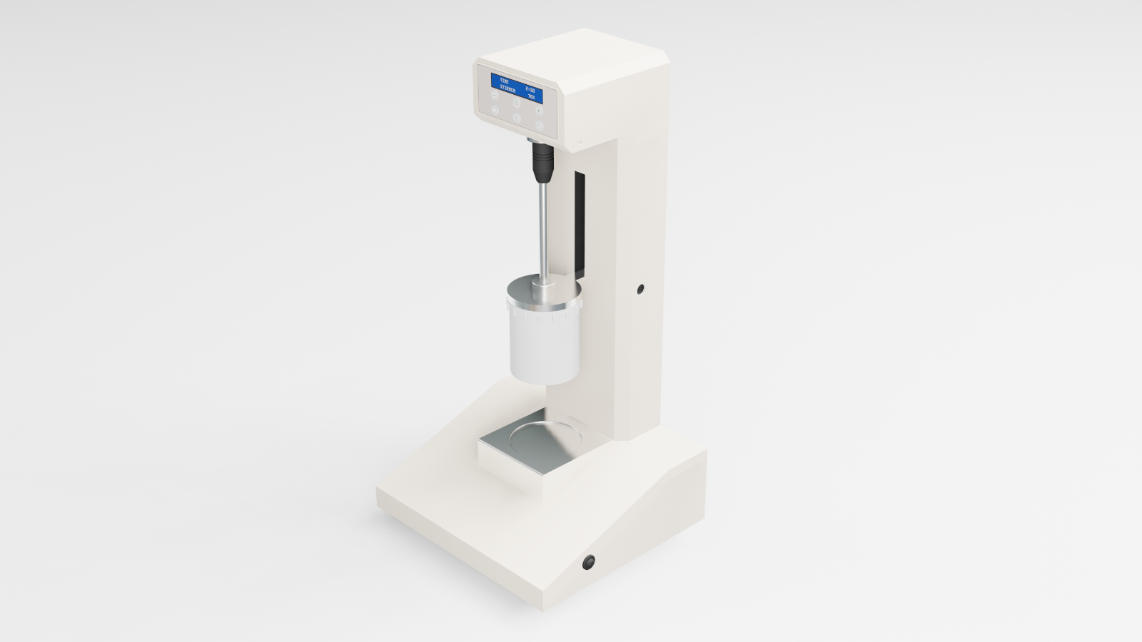 Zdjęcie przedstawia unguator, urządzenie do robienia półstałych postaci leków podczas pracy. Widoczny jest pojemnik założony na mieszadło.