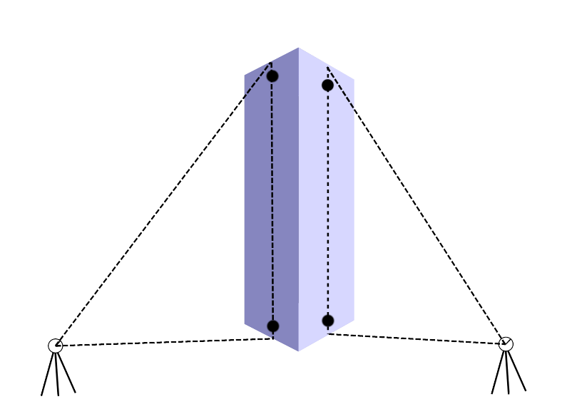 Ilustracja przedstawia słup nośny. Jest to prostopadłościan. Stoi pionowo na ziemi. Na dwóch jego bokach narysowane są pionowe linie. W dolnej części linie odchodzą w bok. Trzecia linia łączy pozostałe - tworzą trójkąt.