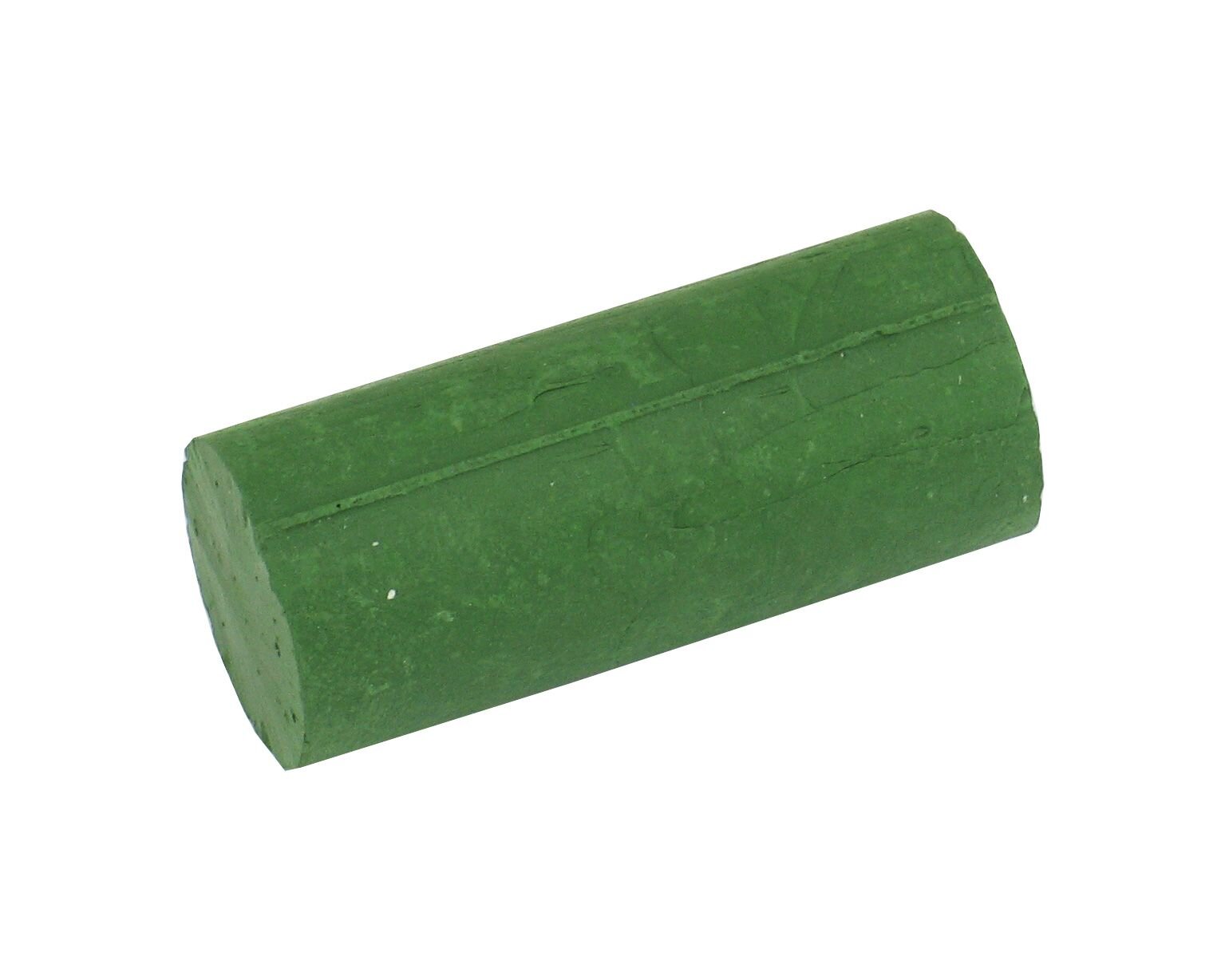 Zdjęcie przedstawia zieloną pastę polerską uformowaną w walec.