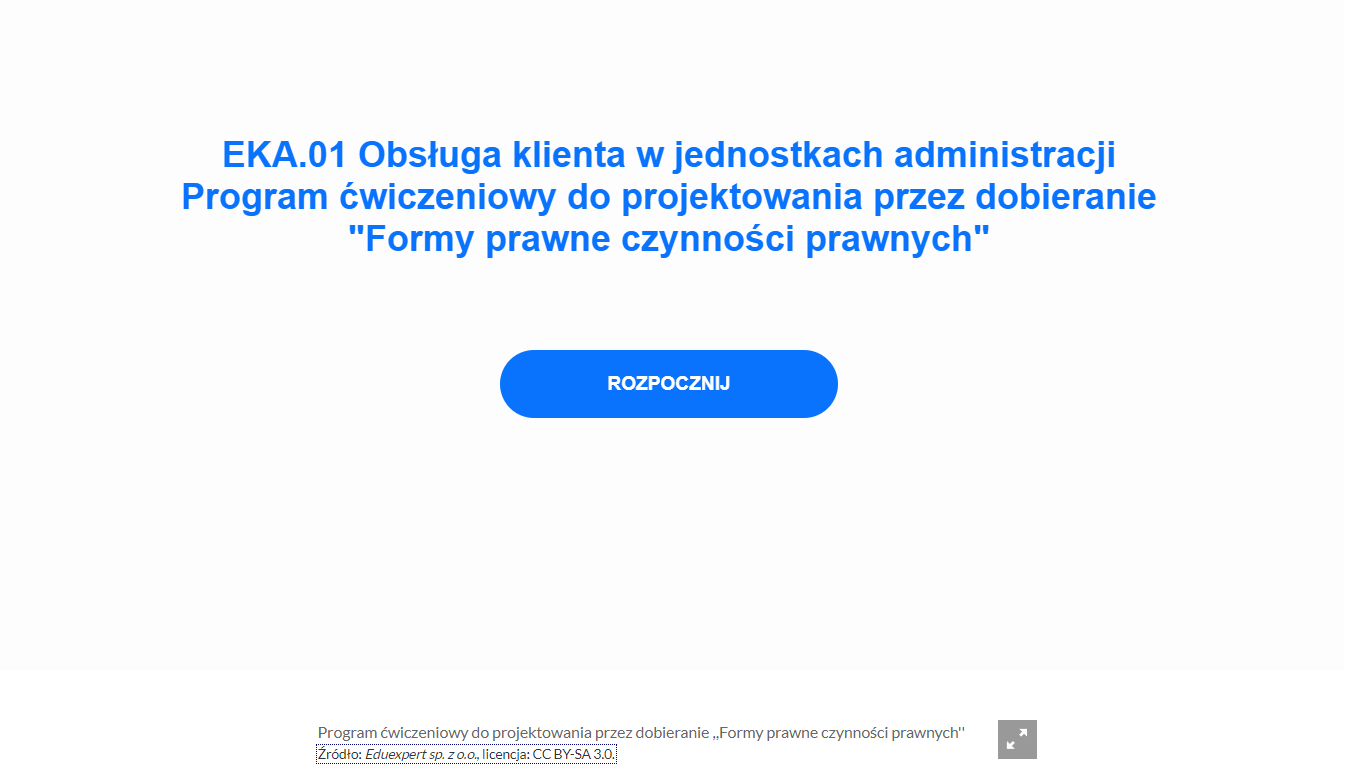 Ekran główny programu ćwiczeniowego do projektowania przez dobieranie