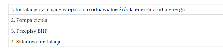 Przykładowy wygląd zakładek zawierających interaktywne materiały sprawdzające