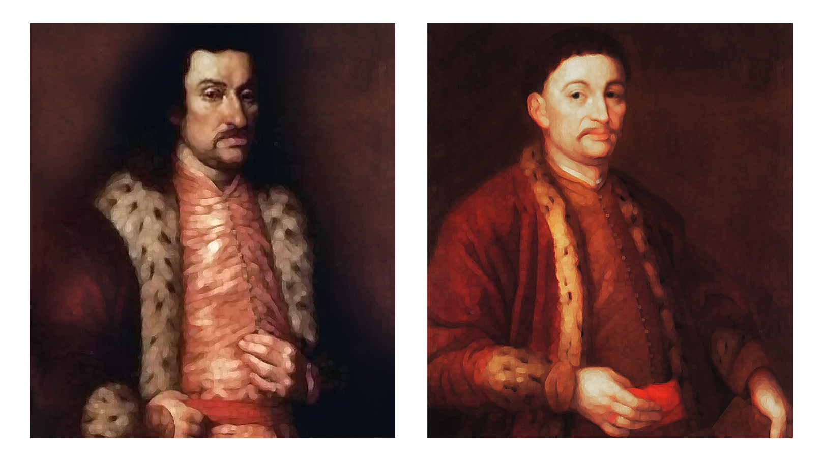 Kliknij, aby powiększyć Ilustracja składa się z dwóch portretów. Z lewej strony jest podobizna kniazia Jaremy. Książę jest zaprezentowany jako surowy magnat ubrany w żupan i gronostajowy płaszcz. Ma wysmukłą sylwetkę, długie włosy i wąsy. Z prawej strony jest portret Jeremiego Wiśniowieckiego. Książę ubrany jest w strój szlachecki. Na serdecznym palcu prawej dłoni ma sygnet rodowy. Nosi krótko obcięte włosy i wąsy. Twarz ma pogodną i życzliwą.