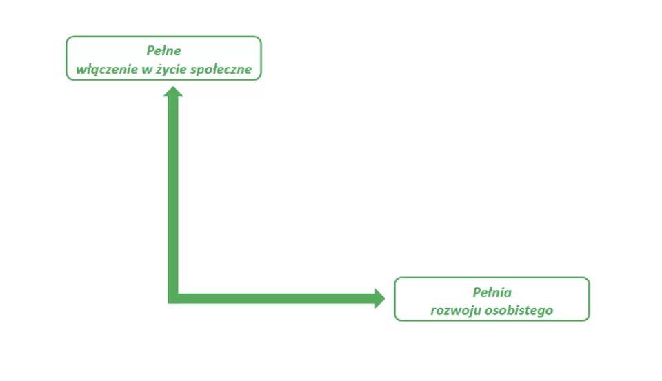 Wykres przedstawia dwa filary zdrowia psychicznego w postaci dwóch strzałek na osi x i y.