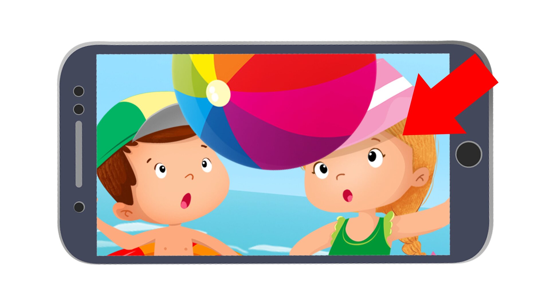 Na ilustracji znajduje się zdjęcie chłopca i dziewczynki na ekranie smartfona. Strzałka wskazuje na dziewczynkę. 