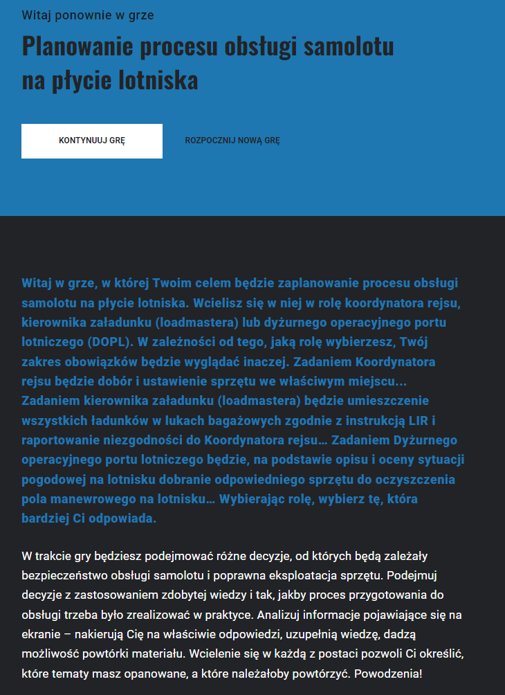 Ekran kontynuacji gry