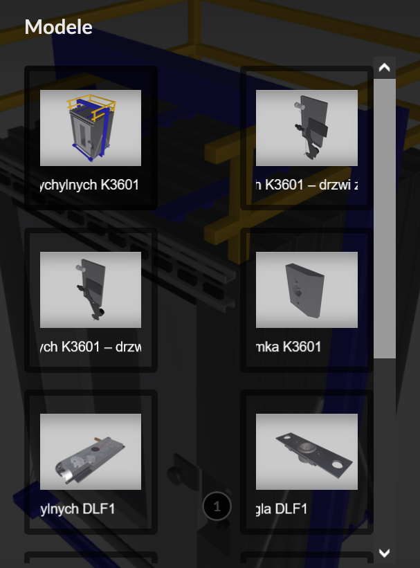 Ilustracja przedstawia menu wyboru modeli. Opatrzone tytułami miniatury modeli, ułożone są w dwóch pionowych rzędach.