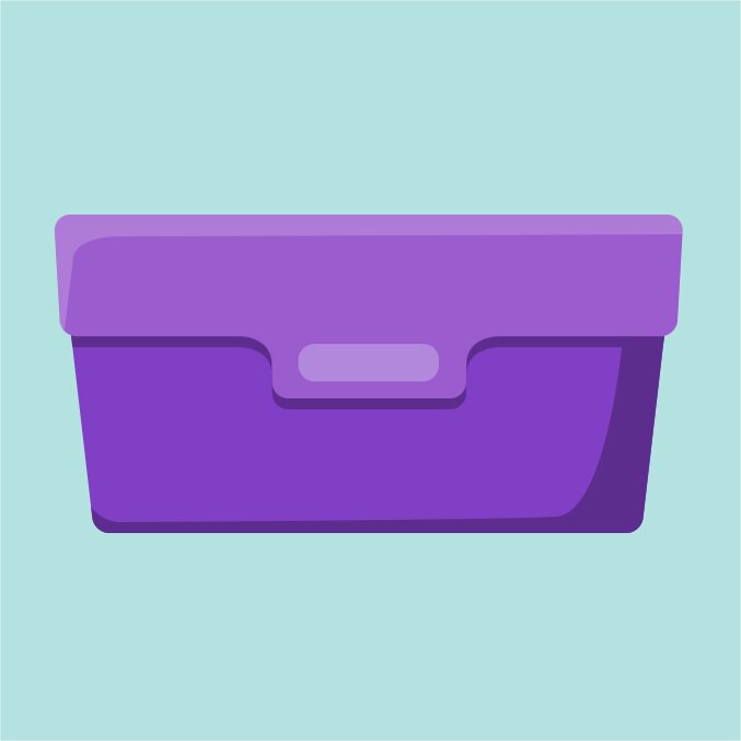 Ilustracja przedstawia fioletową śniadaniówkę.