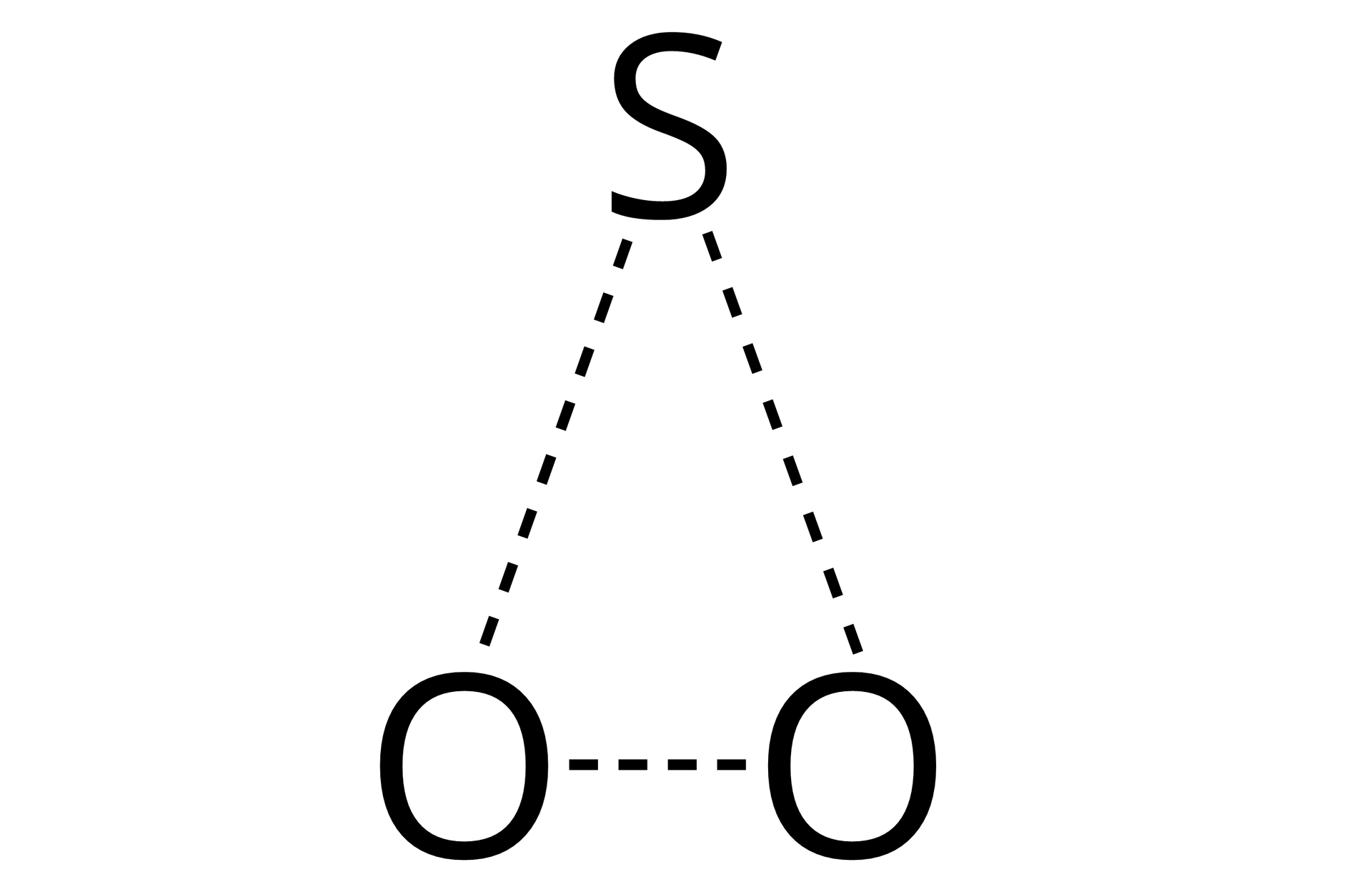 Ilustracja przedstawiająca kompleks aktywny o strukturze trójczłonowego pierścienia, który budują atom siarki związany z atomem tlenu połączonym z drugim atomem tlenu, który to łączy się z wspomnianym atomem siarki. Wszystkie trzy wiązania mają postać przerywanych linii.