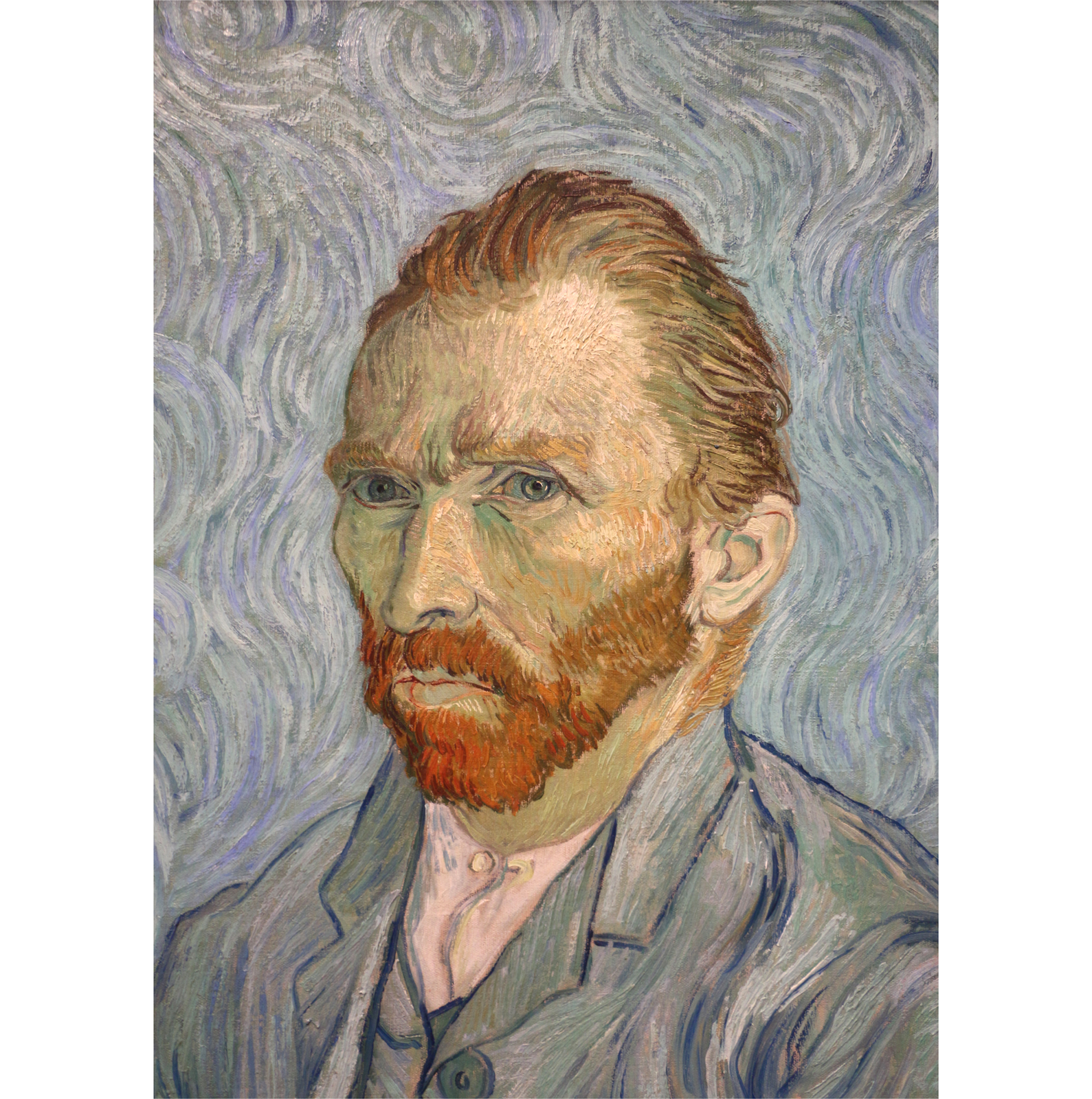 Na ilustracji przedstawiono portret mężczyzny z krótką brodą, oraz włosami zaczesanymi do tyłu.