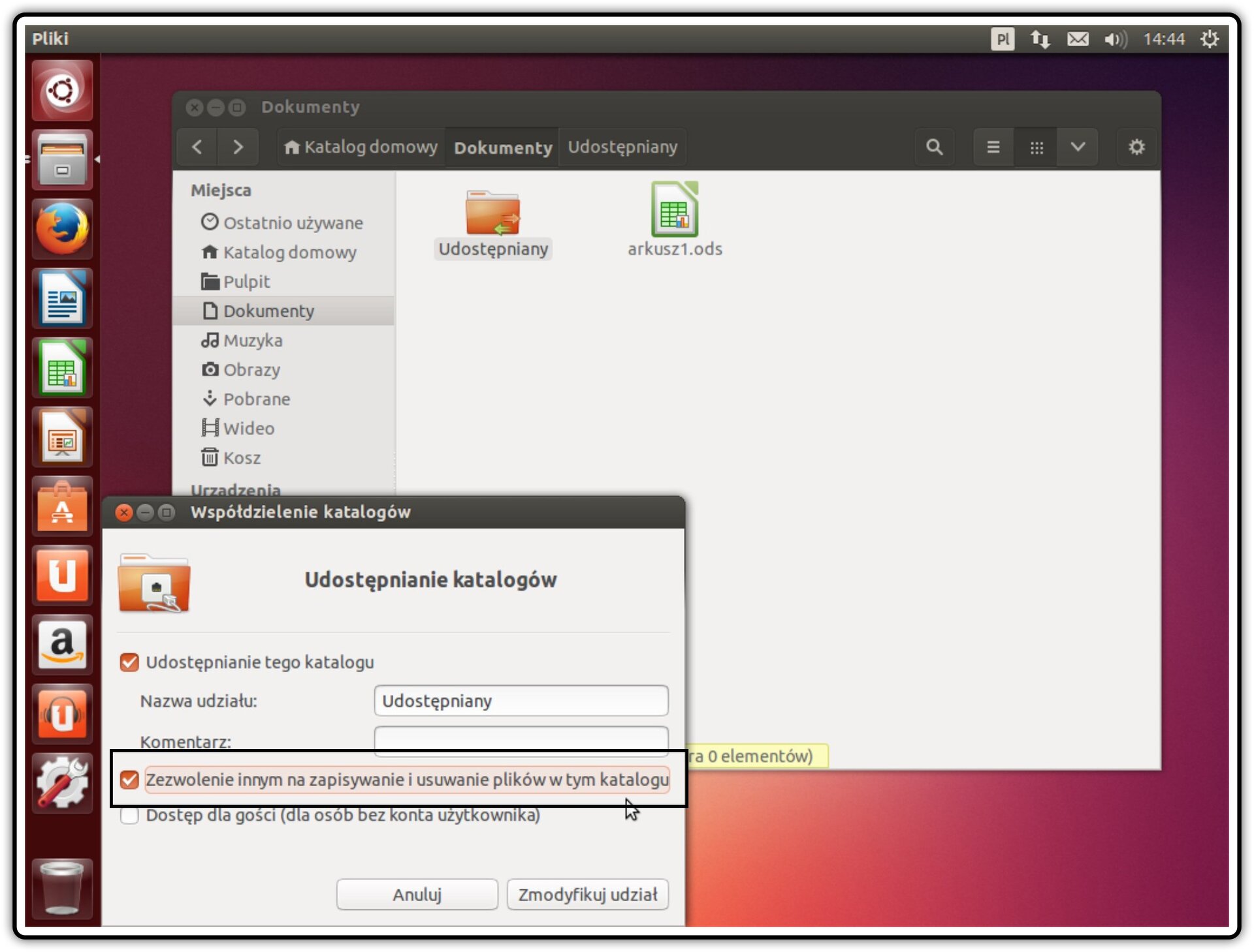 Ilustracja przedstawiająca: Krok 8 udostępniania zasobów w systemie Linux Ubuntu