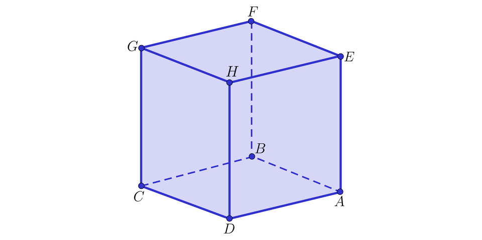 Ilustracja przedstawia sześcian o wierzchołkach A B C D E F G H.