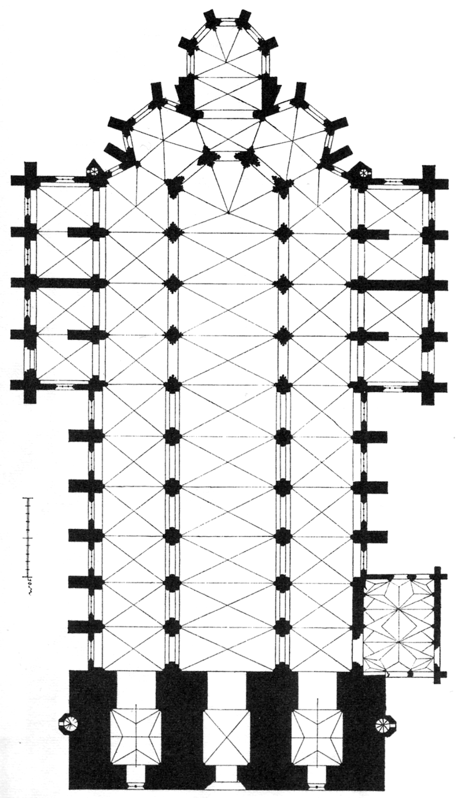 Plan Kościoła Mariackiego w Lubece.