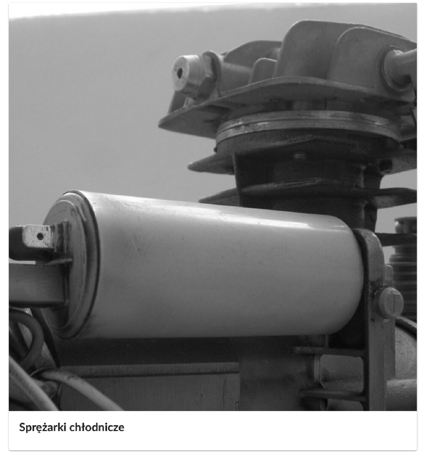 Ikona e‑booka. Jest prostokątna, górna część składa się ze zdjęcia okładkowego, które przedstawia sprężarkę chłodniczą. Na dole znajduje się tytuł "Sprężarki chłodnicze".